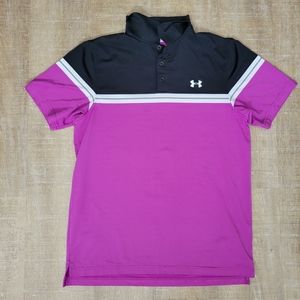 Under Armour Black & Purple Golf Polo